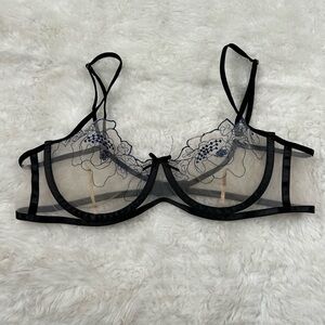 Black Sheer Floral Bra